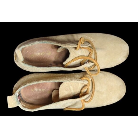 Sperry Womens Tan sz 7M Harlow Wedge Ankle Boot Winter Top Sider Suede Lace Up - Picture 10 of 12